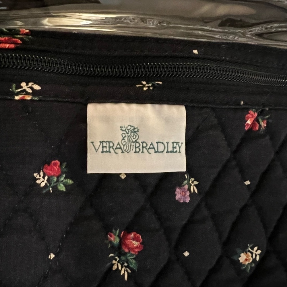 Vintage VERA BRADLEY 1997 Trifold Travel Hanging Toiletries Bag  Black Red Roses - Picture 11 of 12